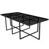13 Piece Outdoor Dining Set with Cushions Poly Rattan Black(D0102HEJSJA)