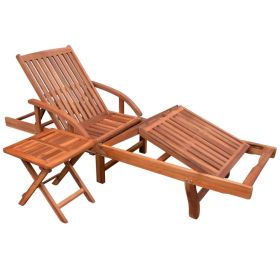 Sun Lounger with Table Solid Acacia Wood(D0102HEJSTU)
