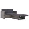 2 Piece Garden Lounge Set with Cushions Poly Rattan Gray(D0102HEJLKW)