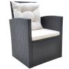 6 Piece Outdoor Dining Set with Cushions Poly Rattan Black(D0102HEJS3V)
