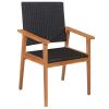 5 Piece Outdoor Dining Set Poly Rattan Black and Brown(D0102HEJQG7)