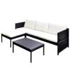 3 Piece Garden Lounge Set with Cushions Poly Rattan Black(D0102HEJE4Y)