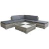 6 Piece Garden Lounge Set with Cushions Poly Rattan Gray(D0102HEJ98Y)