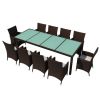 11 Piece Outdoor Dining Set with Cushions Poly Rattan Brown(D0102HEJSZU)