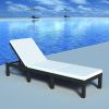 Sun Lounger with Cushion Poly Rattan Black(D0102HEJ9NV)