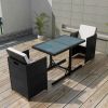 3 Piece Bistro Set with Cushions Poly Rattan Black(D0102HEJSBY)