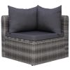 3 Piece Garden Sofa Set with Cushions Gray Poly Rattan(D0102HEJQUG)