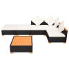 6 Piece Garden Lounge Set with Cushions Poly Rattan Black(D0102HEJ9JG)