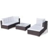 5 Piece Garden Lounge Set with Cushions Poly Rattan Brown(D0102HEJAVA)