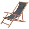 Folding Beach Chair Fabric and Wooden Frame Gray(D0102HEJQHU)