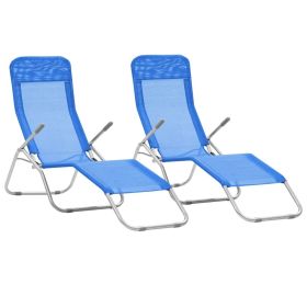 Folding Sun Loungers 2 pcs Textilene Blue(D0102HEJLZY)