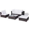 5 Piece Garden Lounge Set with Cushions Poly Rattan Brown(D0102HEJAVA)