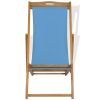 Deck Chair Teak 22.1"x41.3"x37.8" Blue(D0102HEJGAU)