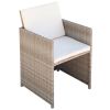 9 Piece Outdoor Dining Set with Cushions Poly Rattan Beige(D0102HEJSYW)