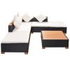 6 Piece Garden Lounge Set with Cushions Poly Rattan Black(D0102HEJ9JG)