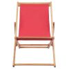 Folding Beach Chair Fabric and Wooden Frame Red(D0102HEJQXV)