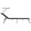 Folding Sun Lounger with Roof Aluminium and Textilene Black(D0102HEJLMW)