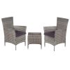 3 Piece Bistro Set Poly Rattan Gray(D0102HEJQ0W)