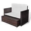 Garden Sofa Poly Rattan Brown(D0102HEJI6Y)