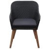 Outdoor Chairs with Cushions 2 pcs Poly Rattan Black(D0102HEJQNV)