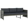 3 Piece Garden Lounge Set with Cushions Poly Rattan Gray(D0102HEJLUW)