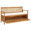 Storage Bench with Cushion 58.2" Solid Acacia Wood(D0102HEJCIA)