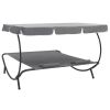 Outdoor Lounge Bed with Canopy and Pillows Gray(D0102HEJYFY)