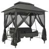 Outdoor Convertible Swing Bench with Canopy Anthracite 86.6"x63"x94.5" Steel(D0102HEJ0U7)
