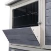 2-Tier Wooden Rabbit Hutch with Wheels, Indoor/Outdoor Pet House with Removable Tray - Gray and White(D0102HP6ZWV)