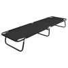 Folding Sun Lounger Black Steel(D0102HEJYGA)