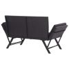 Garden Bench with Cushions 69.3" Black Poly Rattan(D0102HEJB0W)