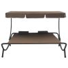 Outdoor Lounge Bed with Canopy and Pillows Brown(D0102HEJYFG)