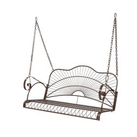 Hanging Iron Porch Swing Outdoor Patio Furniture Chair w/Armrests, Mounting Chains(D0102HHV30G)