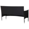 3-Seater Garden Sofa with Cushions Black Poly Rattan(D0102HEJCSV)