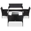 5 Piece Garden Lounge Set With Cushions Poly Rattan Black(D0102HEJCPW)