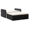 2 Piece Garden Lounge Set with Cushions Poly Rattan Black(D0102HEJB9V)