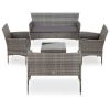5 Piece Garden Lounge Set With Cushions Poly Rattan Gray(D0102HEJCA7)