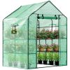 Green House 56" W x 56" D x 76" H,Walk in Outdoor Plant Gardening Greenhouse 2 Tiers 8 Shelves - Window and Anchors Include(Green)-dk(D0102HP6NAV)