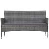 5 Piece Garden Lounge Set With Cushions Poly Rattan Gray(D0102HEJCA7)