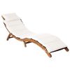 Sun Lounger with Cushion Solid Acacia Wood Cream(D0102HEJ1N7)