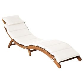 Sun Lounger with Cushion Solid Acacia Wood Cream(D0102HEJ1N7)