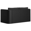 2 Piece Garden Sofa Set with Cushions Poly Rattan Black(D0102HEJ10Y)