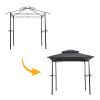 Outdoor Grill Gazebo 8 x 5 Ft, Shelter Tent, Double Tier Soft Top Canopy and Steel Frame with hook and Bar Counters, Grey-dk(D0102HP641W)
