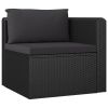 2 Piece Garden Sofa Set with Cushions Poly Rattan Black(D0102HEJ10Y)