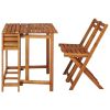 Balcony Planter Table with 2 Bistro Chairs Solid Acacia Wood(D0102HEJC9U)
