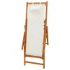 Folding Beach Chair Solid Eucalyptus Wood and Fabric Cream(D0102HPMHCY)