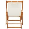 Folding Beach Chair Solid Eucalyptus Wood and Fabric Cream(D0102HPMHCY)