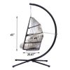 Hanging Egg Swing Chair with Stand Hammock Chair with Soft Cushion and Pillow for Backyard, Garden, Patio XH(D0102HEBL2W)