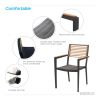 Champion Patio Dining Set, 7 Pieces Outdoor Dining Chairs with Teak Solid Wood Tabletop, Matte Charcoal Aluminum Frame(D0102HEVPHU)