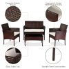 Outdoor Living Room Balcony Rattan Furniture Four-Piece-Brown-dk(D0102HHGR3T)